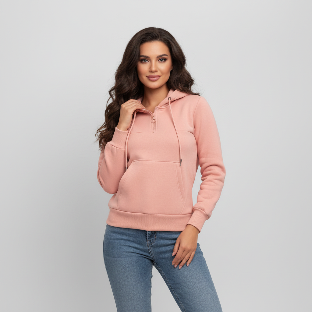 Ženska Hoodie Majica – Puder Roza