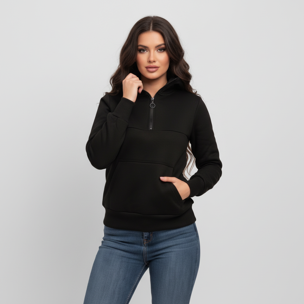 Ženska Hoodie Majica – Crna