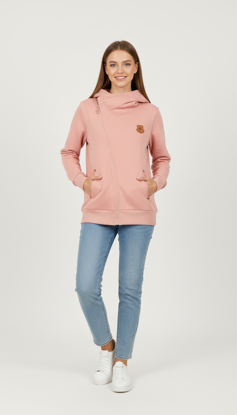 Ženska Hoodie Majica - puder roza